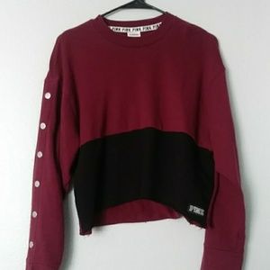 PINK Victoria Secret: Burgandy/ Black Sweater